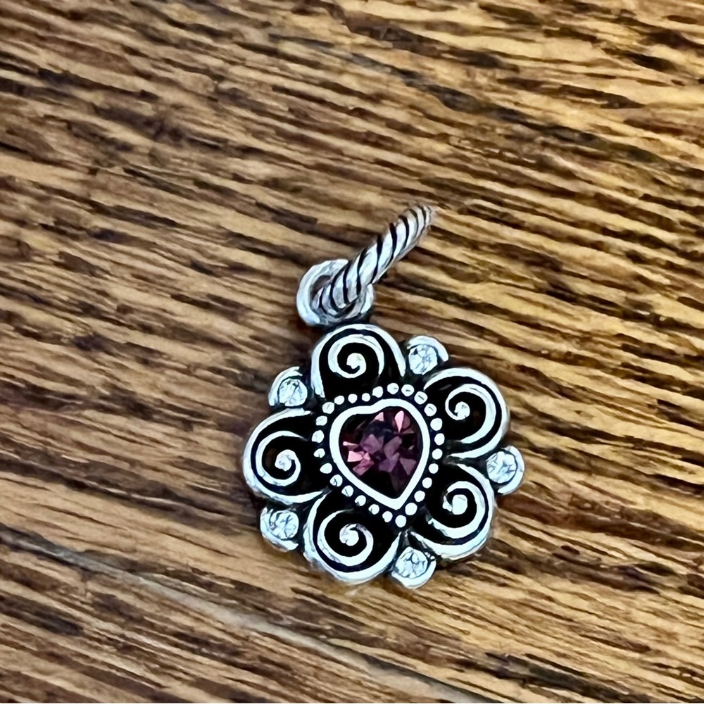 Brighton pink crystal heart charm for bracelet